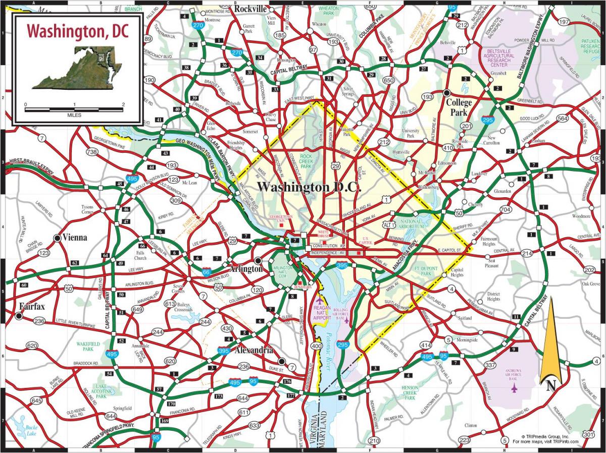 Mapa de carreteras de Washington DC