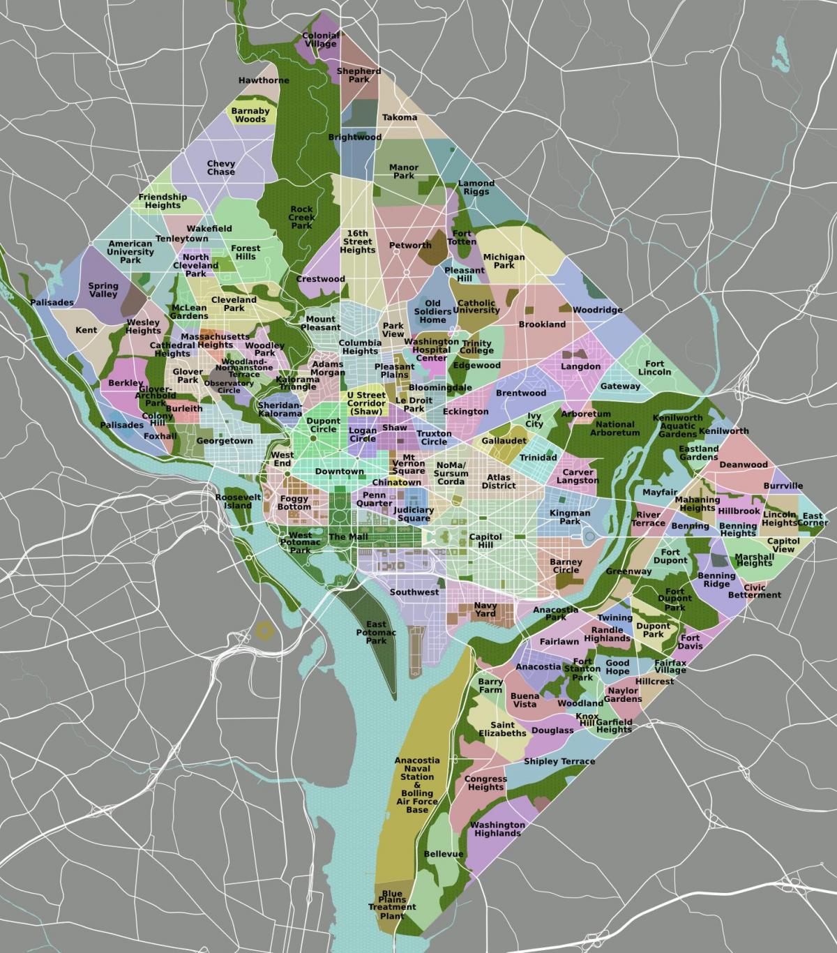 Mapa del distrito de Washington DC