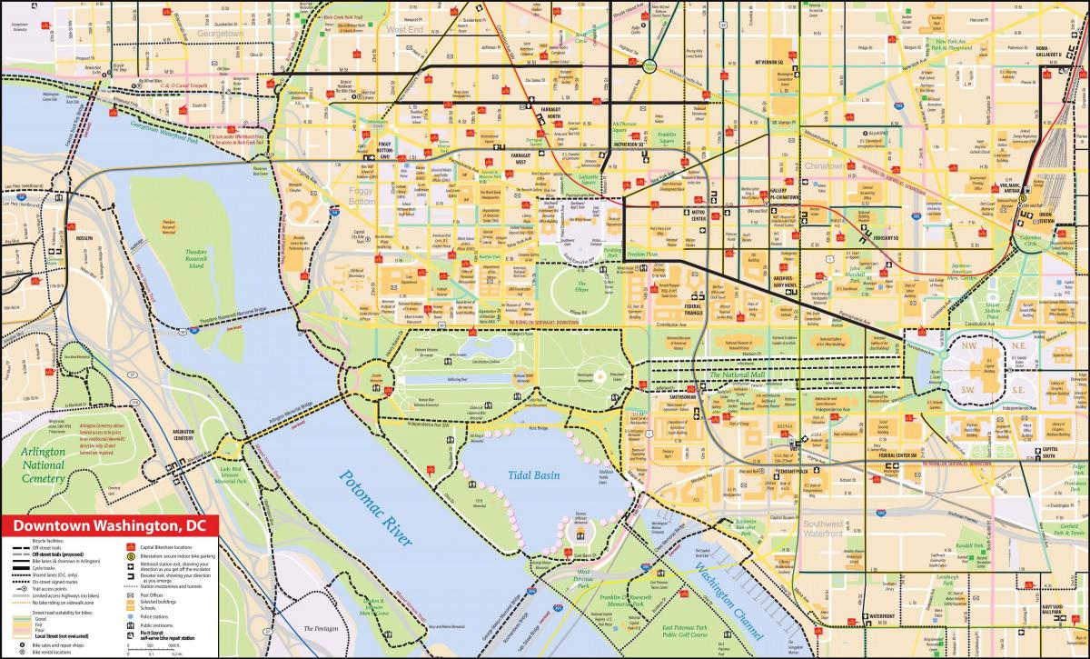 Mapa del centro de la ciudad de Washington DC