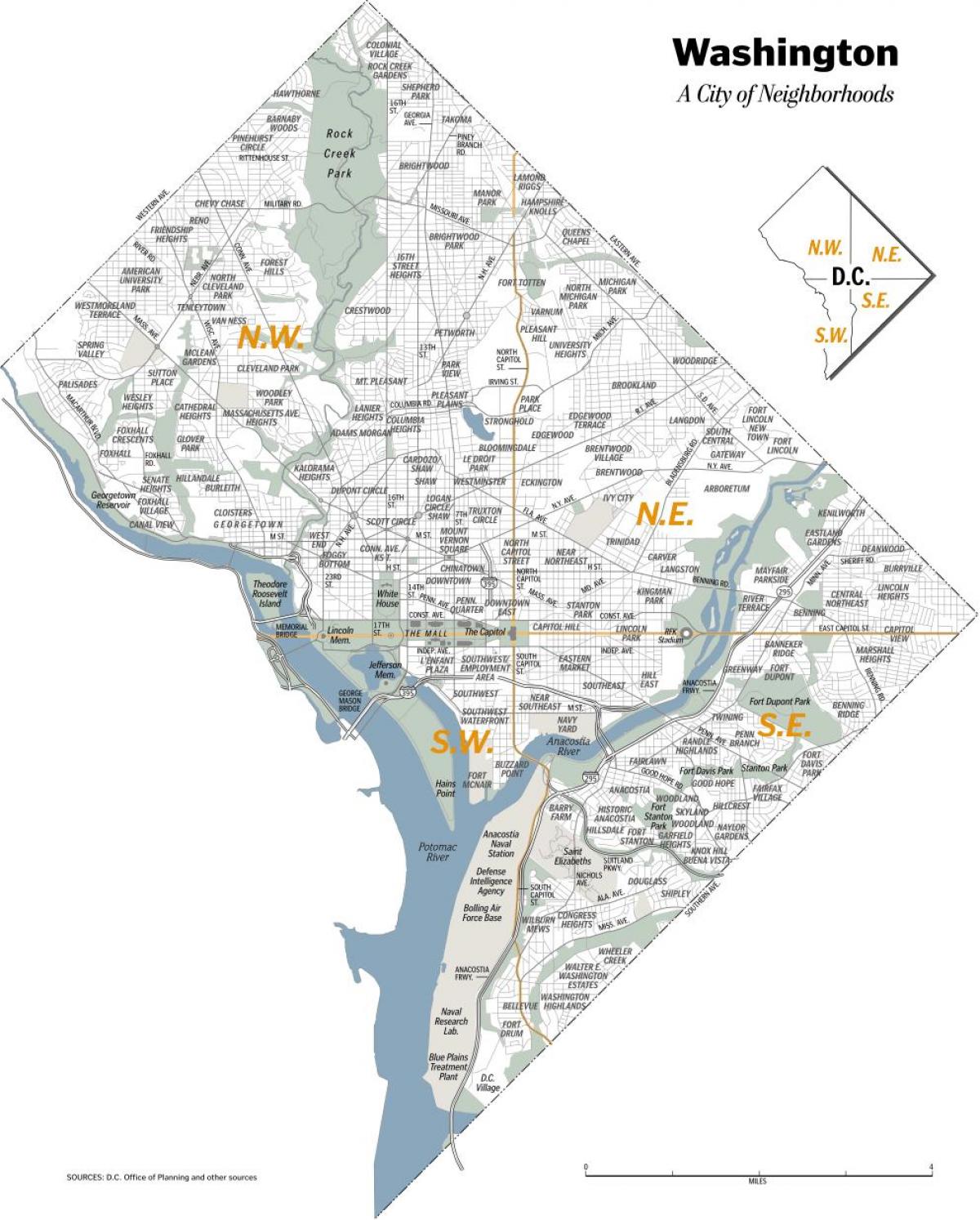 Mapa de los barrios de Washington DC