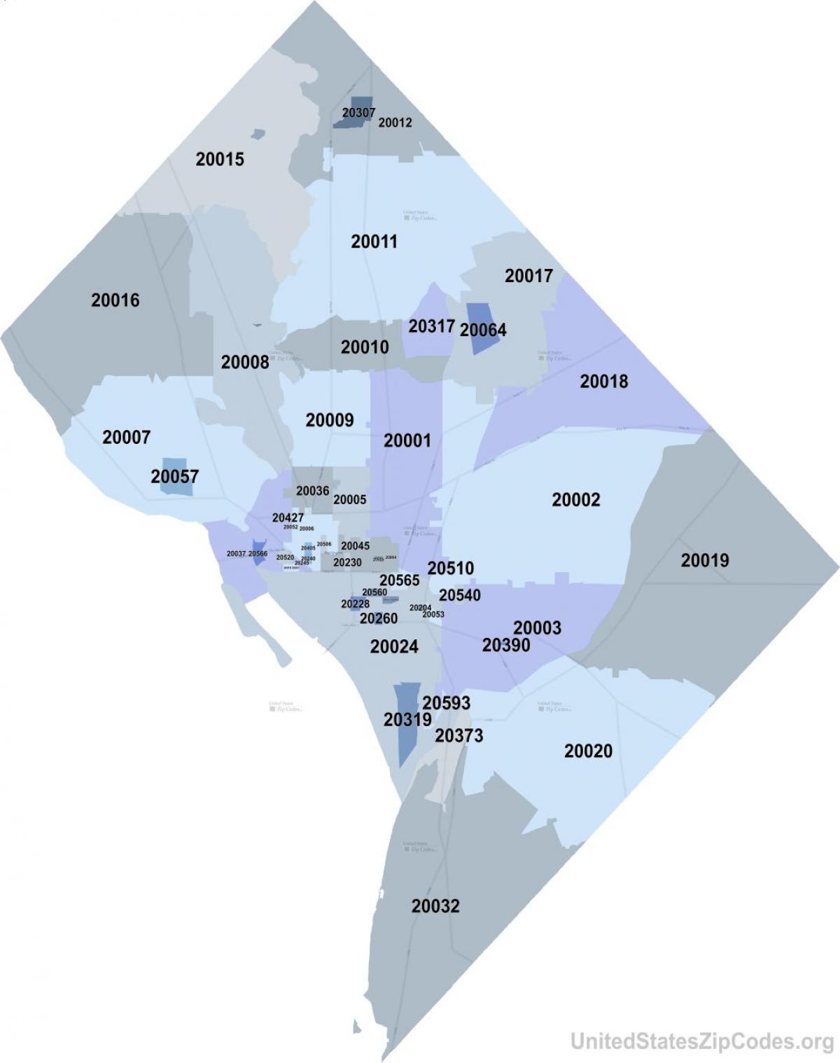 Mapa de códigos postales de Washington DC